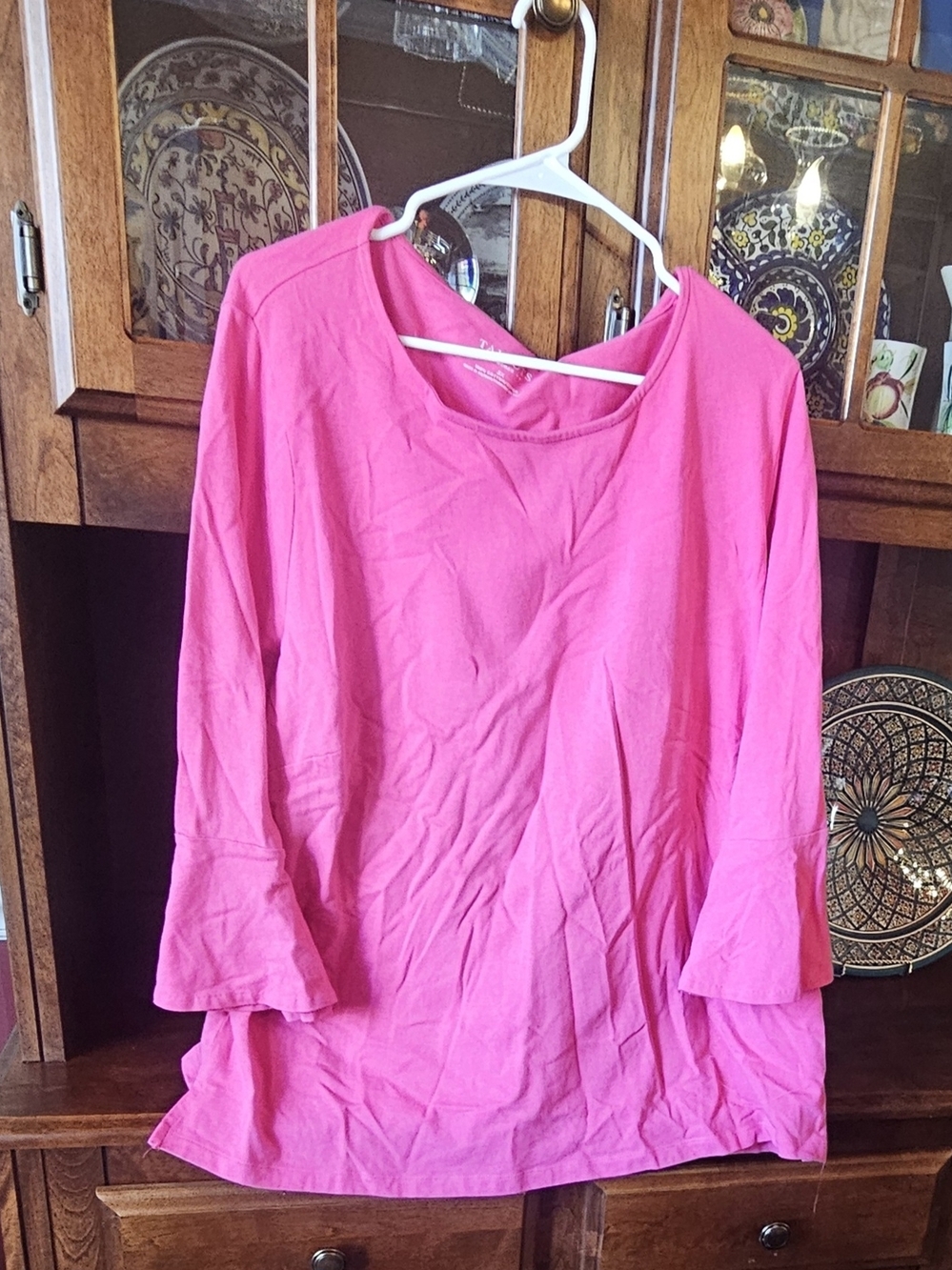 Talbots Hot Pink Bell Sleeve Scoop Neck Tee - Size 3x - Picture 4 of 8